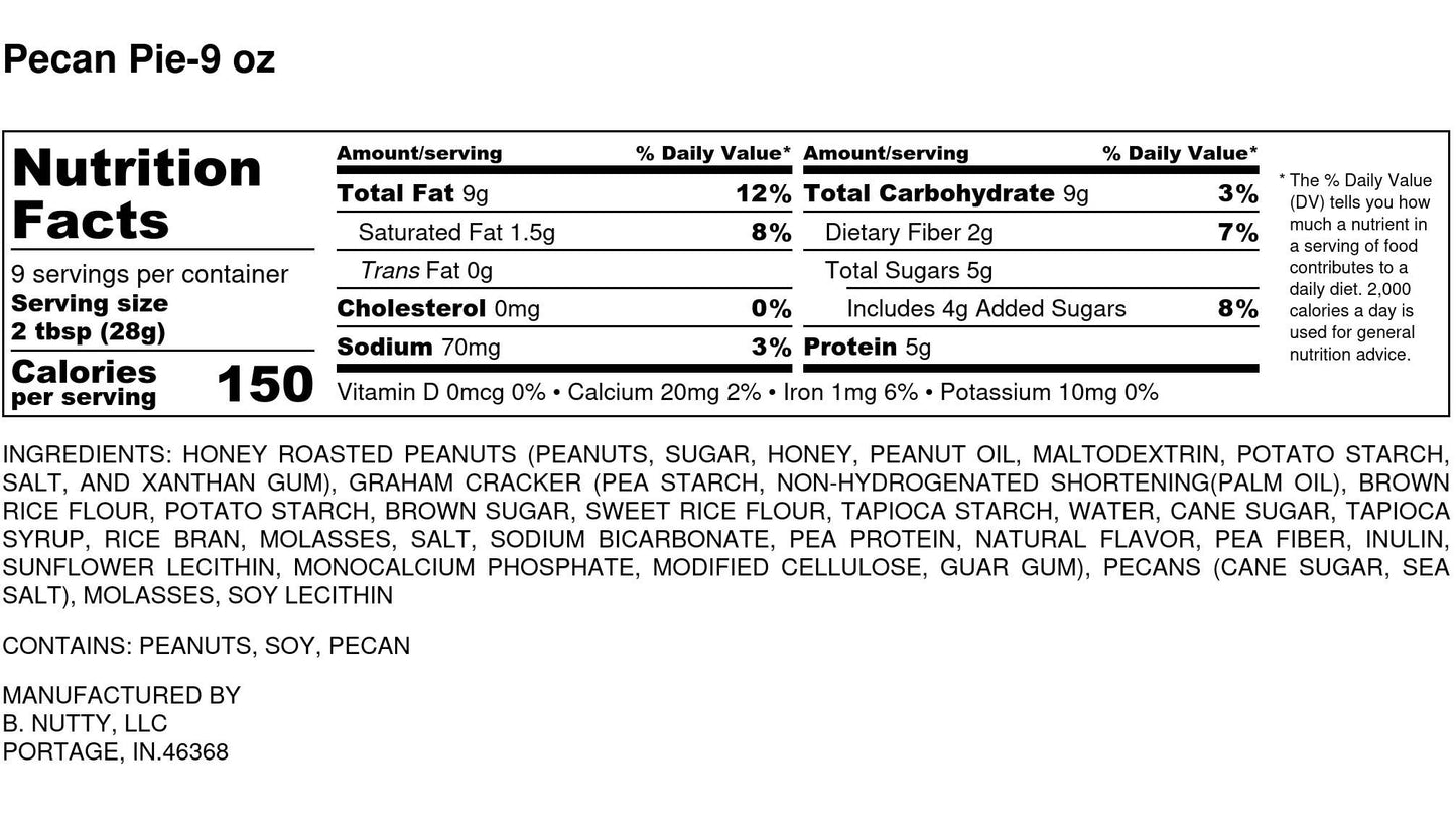 Pecan Pie BNutty Peanut Butter- 9oz