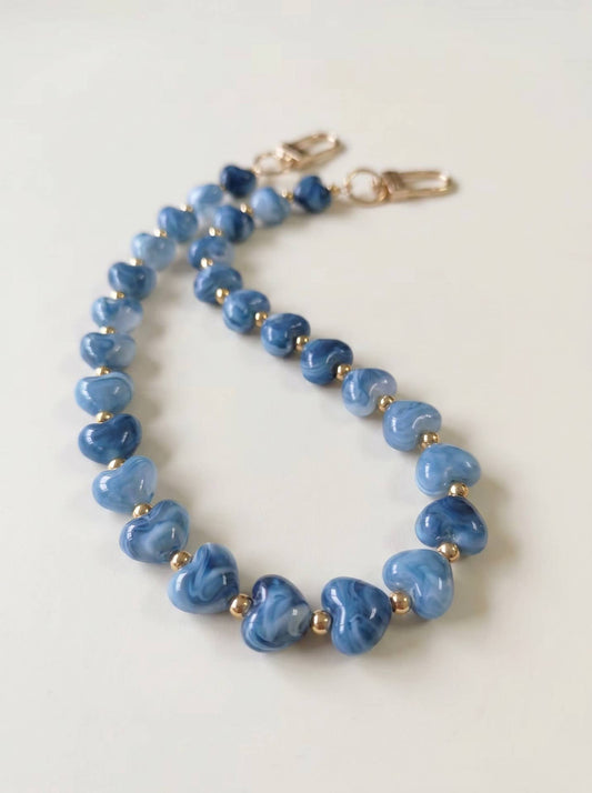 Heart Resin Bead Bag Chain Handbag Decorative Strap