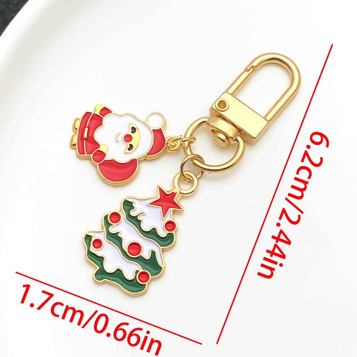 Merry Christmas cute Christmas tree Santa Claus keychain