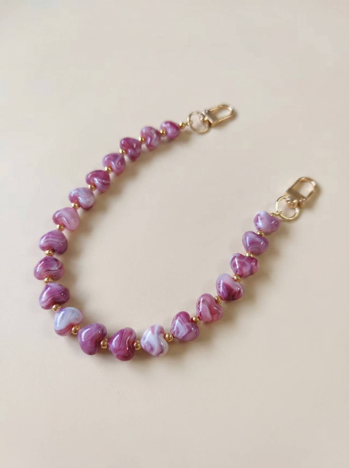 Heart Resin Bead Bag Chain Handbag Decorative Strap