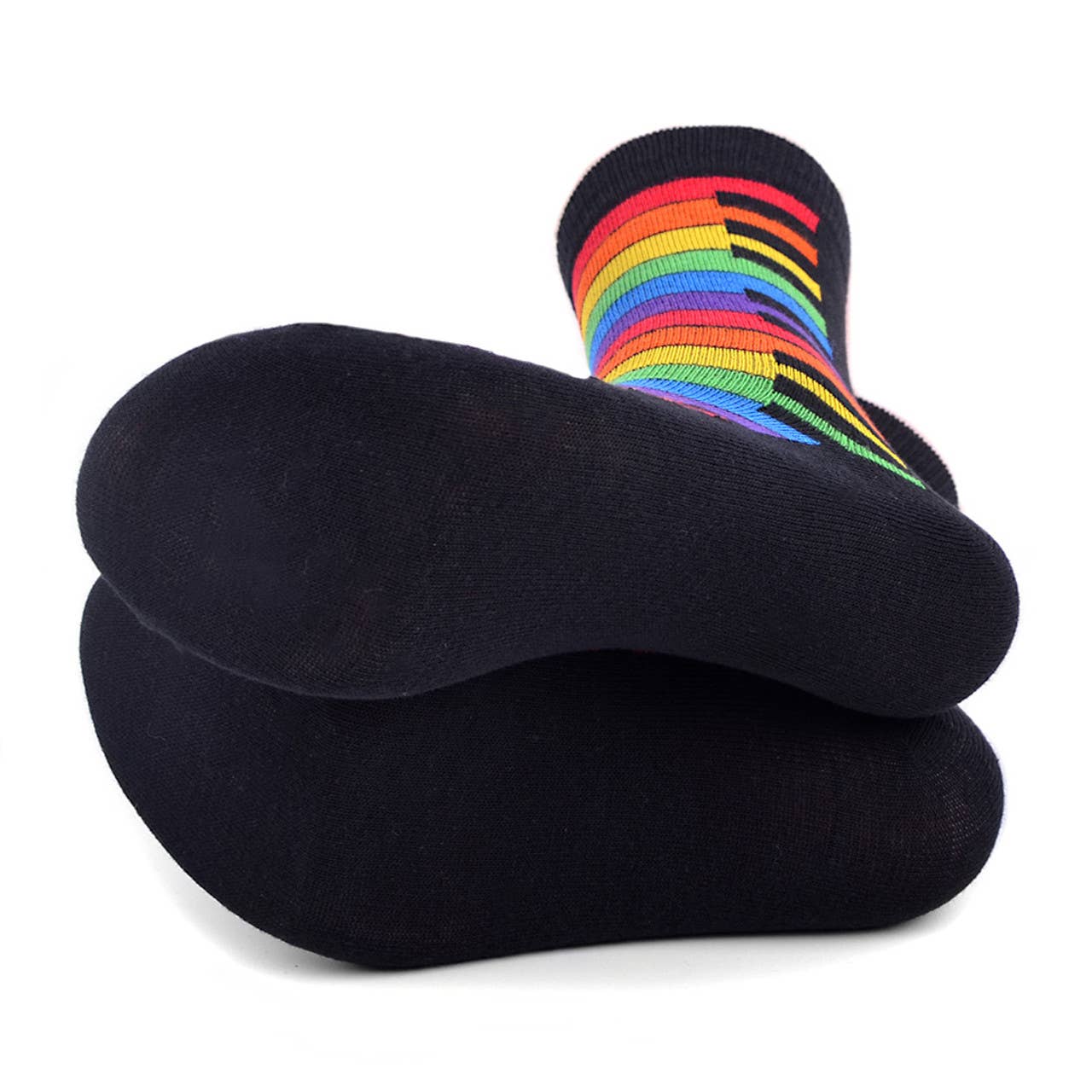 Women's Rainbow Keys Novelty Socks - LNVS19429-BK