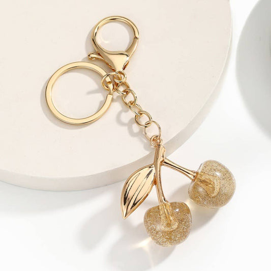 Sparkly Resin Cherry Keychain Bag Charm