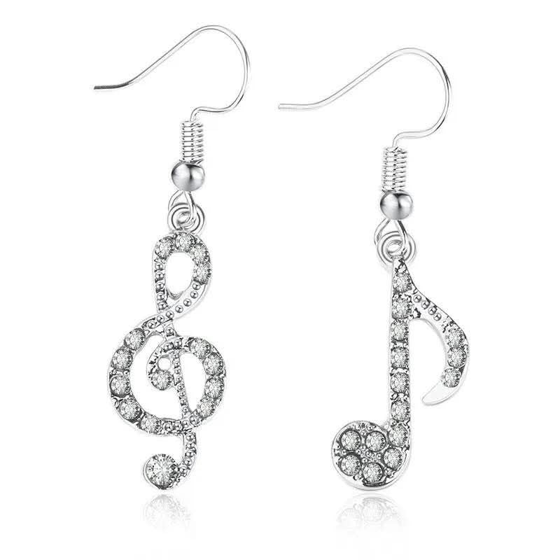 Music Note Rhinestone Earrings