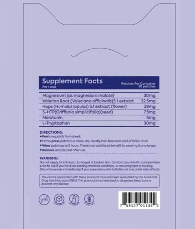 Patch Stash SWEET DREAMS Magnesium + Melatonin Sleep Support Patches – 30 Count, 3” x 3”, Overnight Sleep Aid