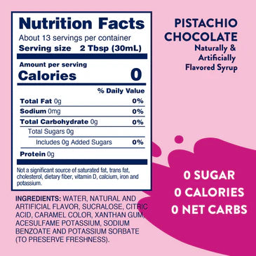 Sugar Free Pistachio Chocolate Syrup – 375mL