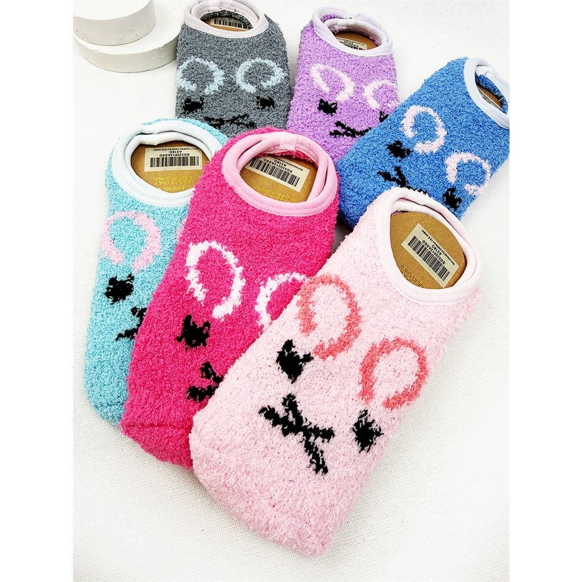 Bunny Printed Soft Fuzzy Slip On Socks