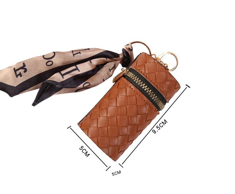 Chic Lipstick Holder Case with Zipper and Ribbon Strap