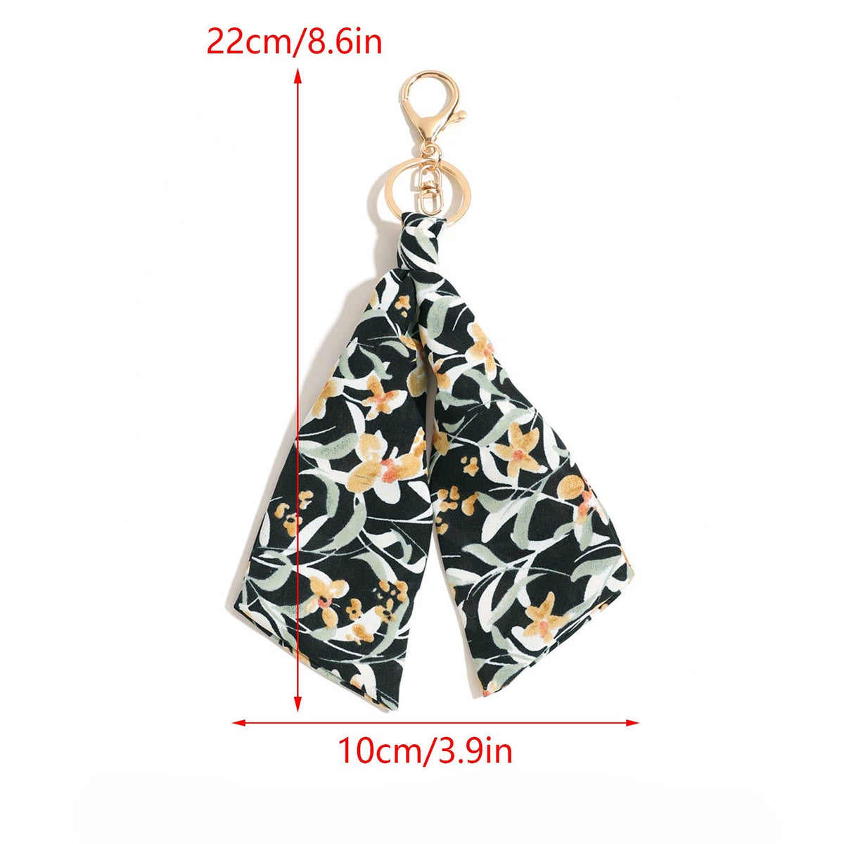 Vintage Floral Print Scarf Keychain Knotted Bag Charm