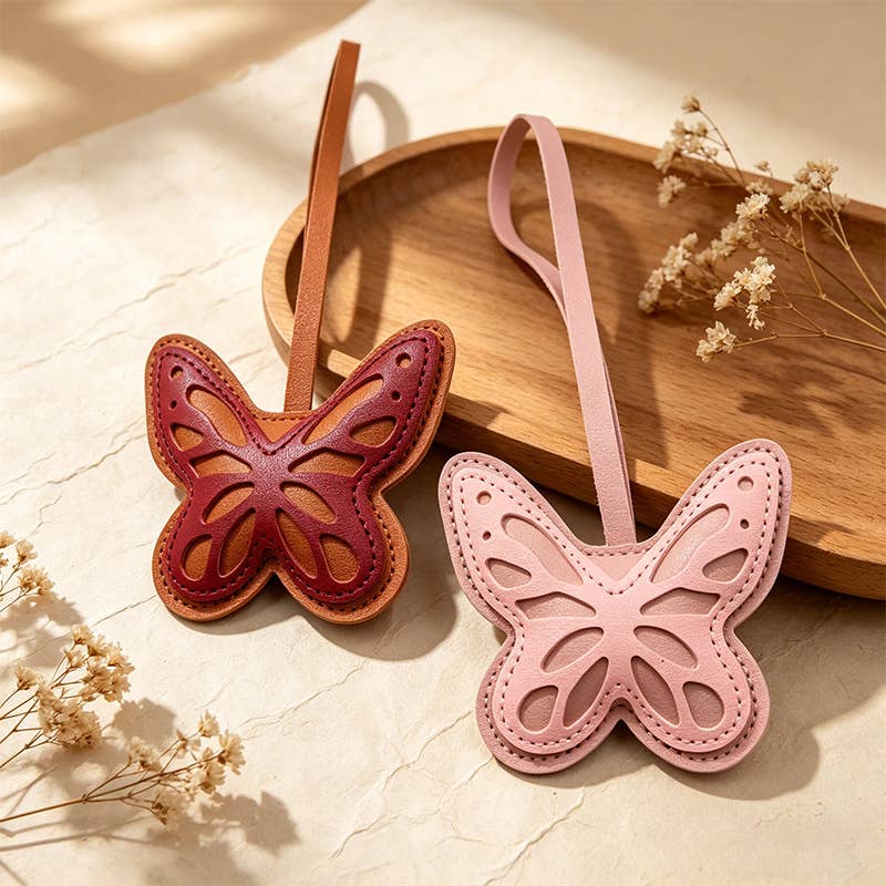 Hollow Cutout PU Leather Butterfly Bag Charm
