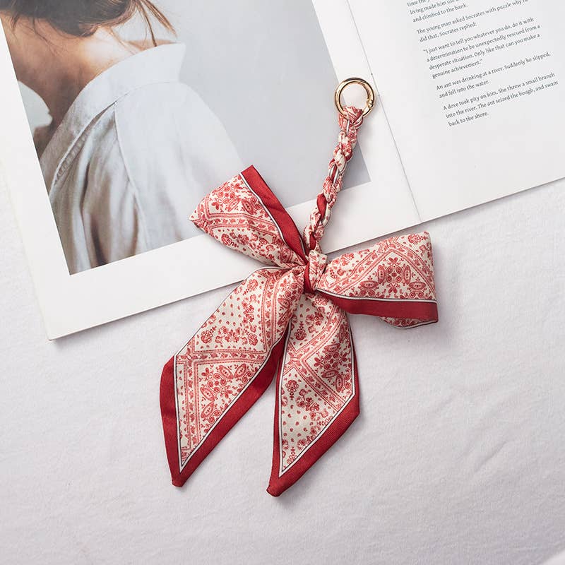 Bow scarf bag charm handmade woven versatile
