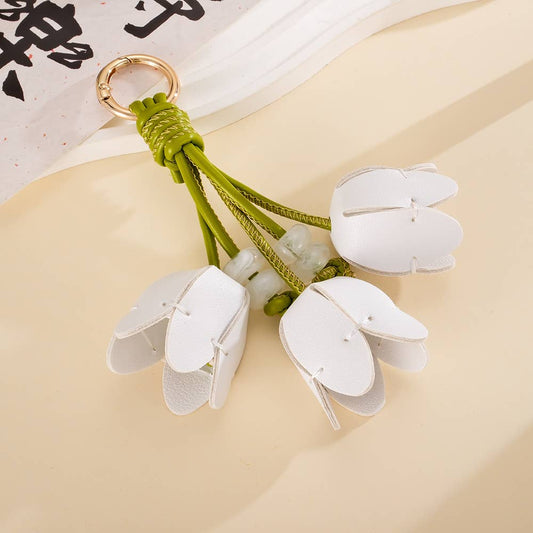 Dopamine Woven Pu Tulip Bud Keychain