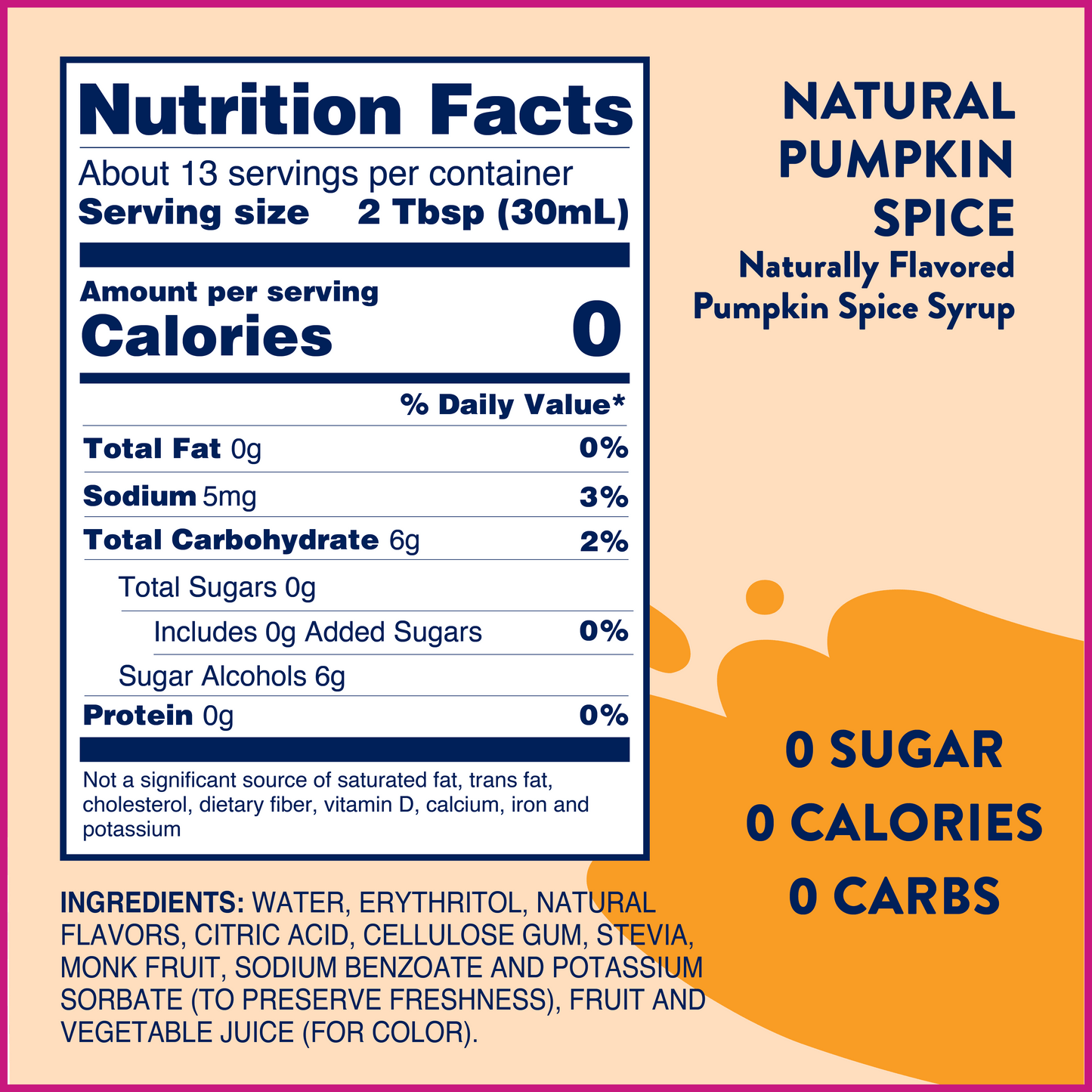 Naturally Sweetened Pumpkin Spice Syrup - 375ml