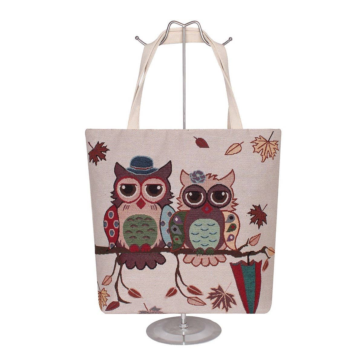 Owl Printed Canvas Tote Female Casual Beach Bag