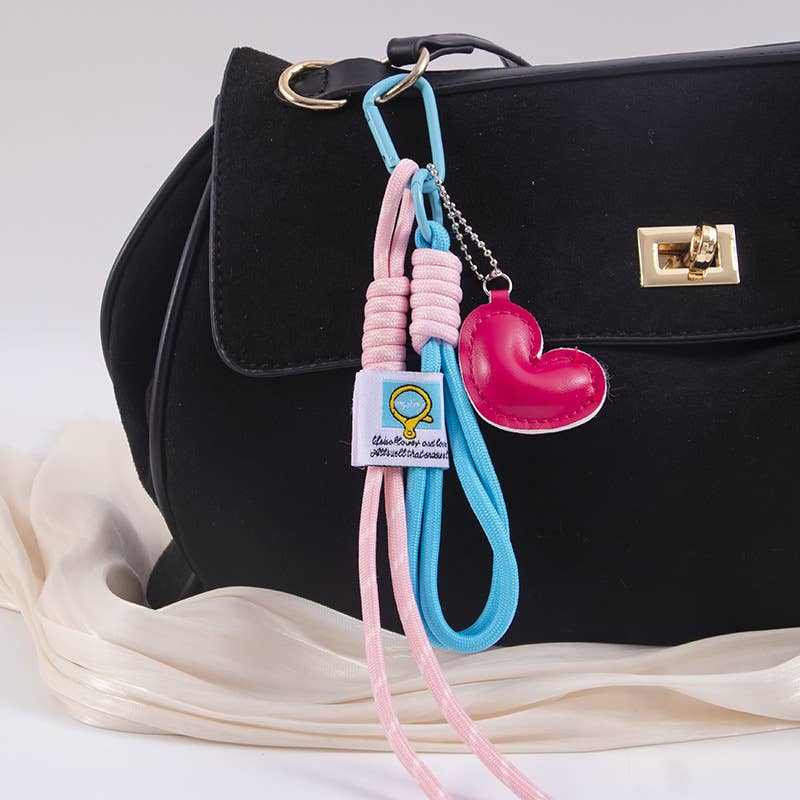 Creative Heart Braided Lanyard Bag Charm