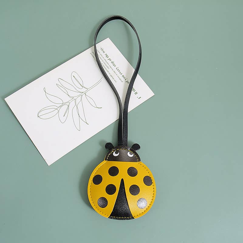 Cute Ladybug Faux Leather Charm Handbag Decor Keychain