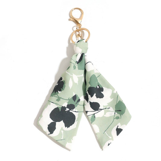 Abstract Floral Scarf Bag Charm Keychain