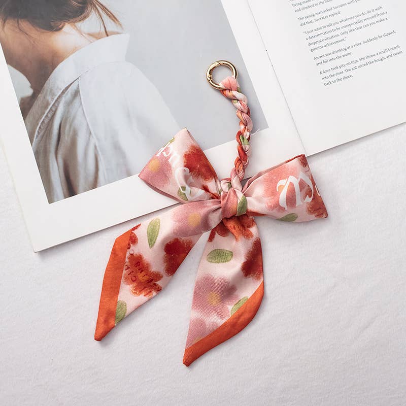 Bow scarf bag charm handmade woven versatile