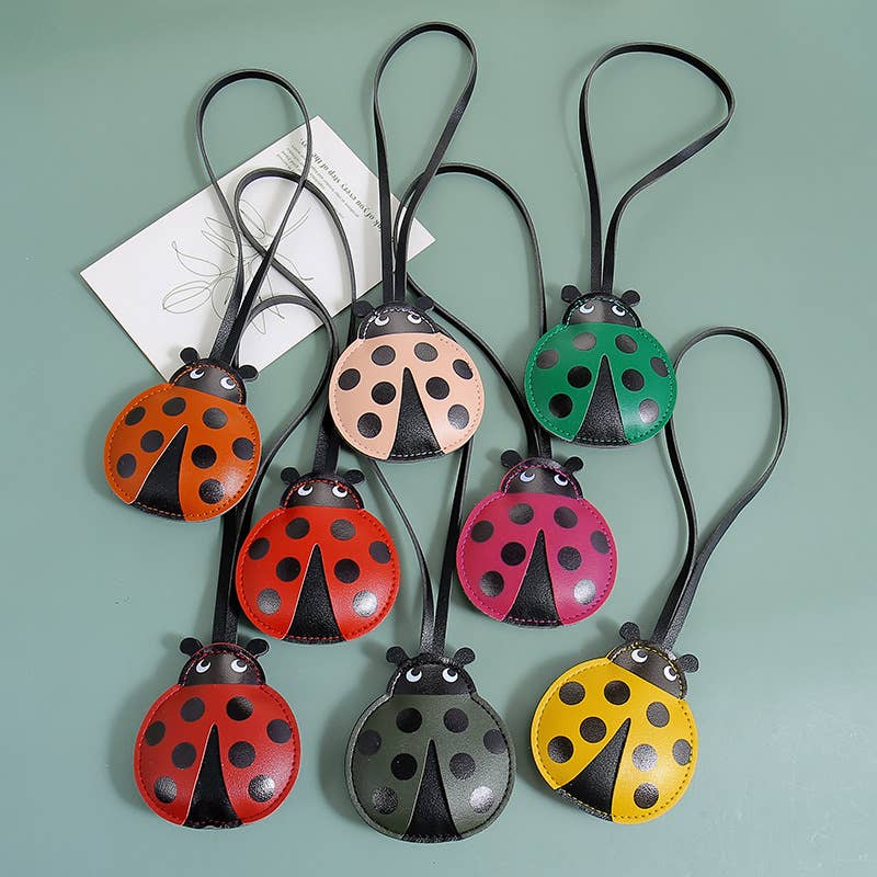 Cute Ladybug Faux Leather Charm Handbag Decor Keychain
