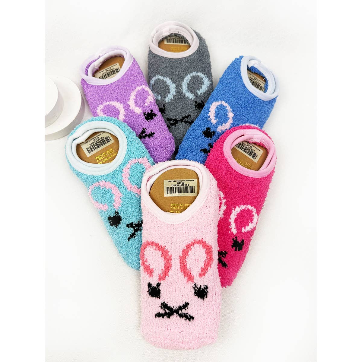 Bunny Printed Soft Fuzzy Slip On Socks