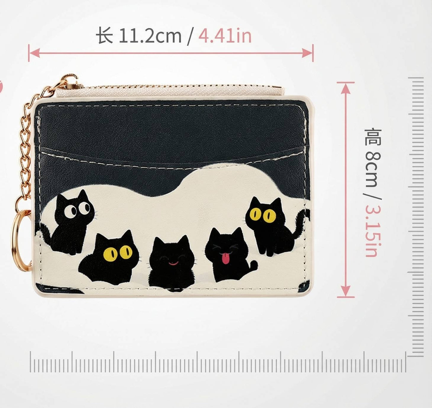 Cute Cat Card Holder Keychain Coin Purse
