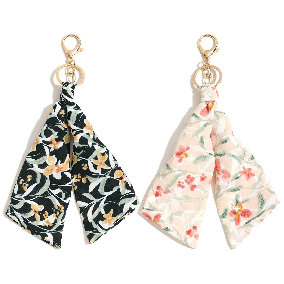 Vintage Floral Print Scarf Keychain Knotted Bag Charm