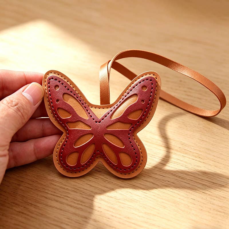 Hollow Cutout PU Leather Butterfly Bag Charm