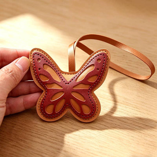 Hollow Cutout PU Leather Butterfly Bag Charm