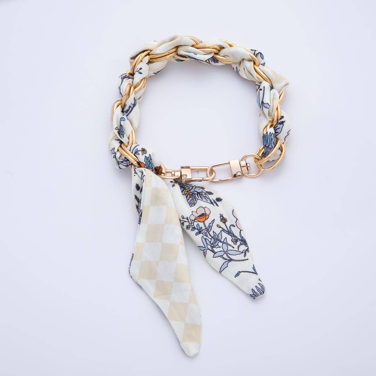 18K Gold Filled Silk Textile Knot Bag Charm Bracelet Keychain Accessories | WB-00156 - WB-00169