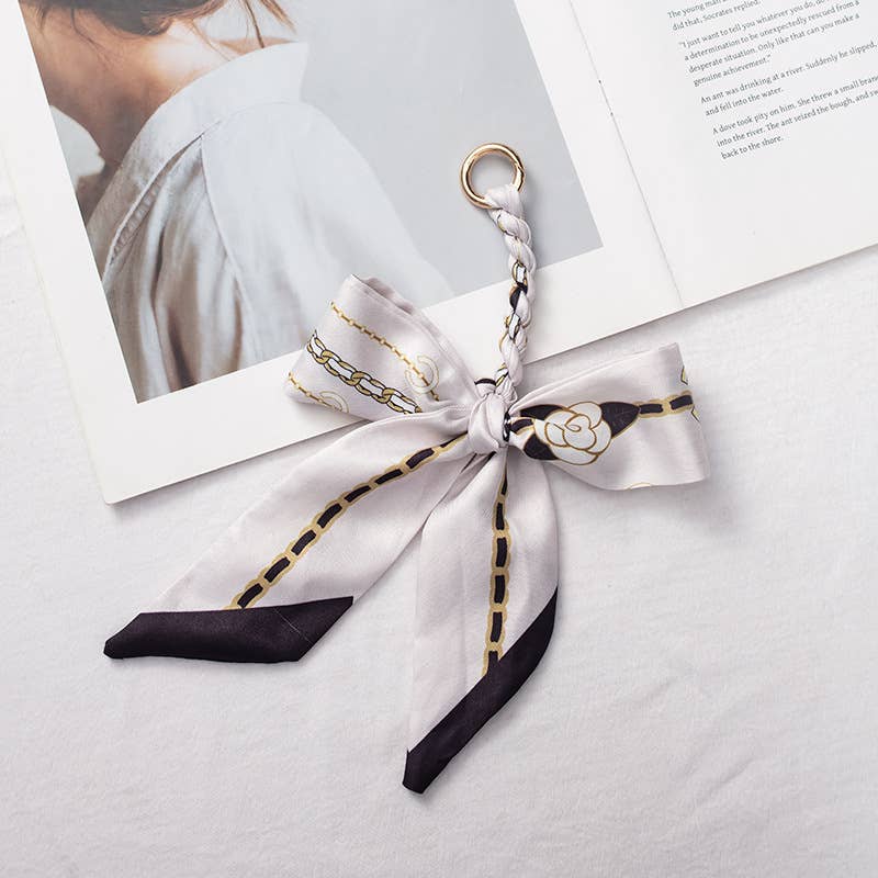 Bow scarf bag charm handmade woven versatile