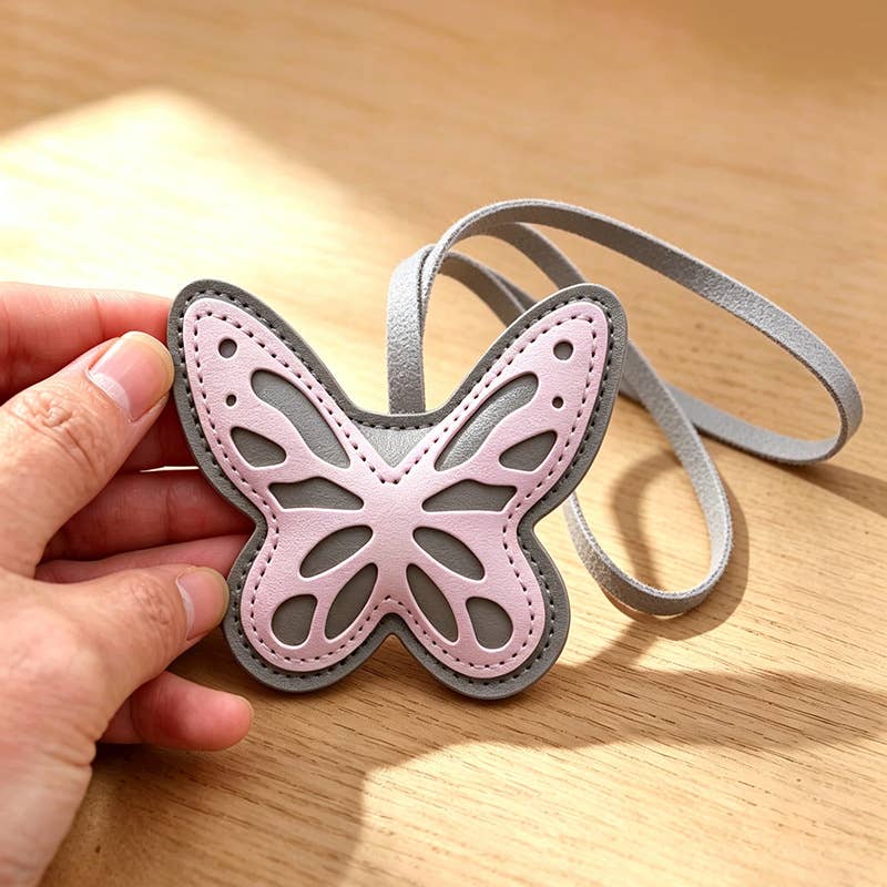 Hollow Cutout PU Leather Butterfly Bag Charm