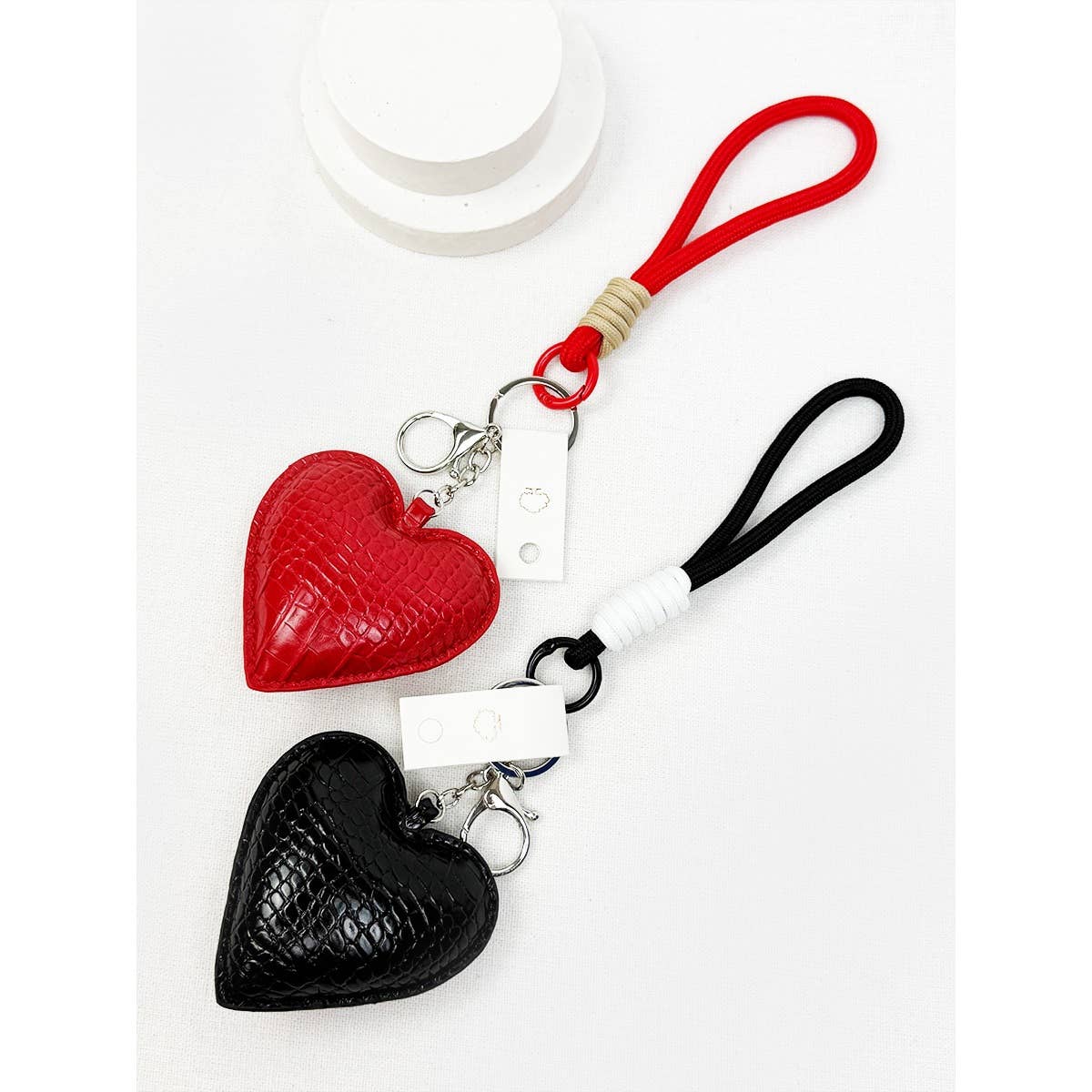 Crocodile Textured Heart Faux Key Chain