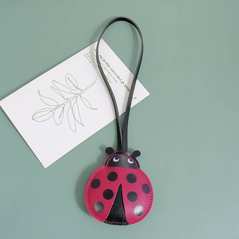 Cute Ladybug Faux Leather Charm Handbag Decor Keychain