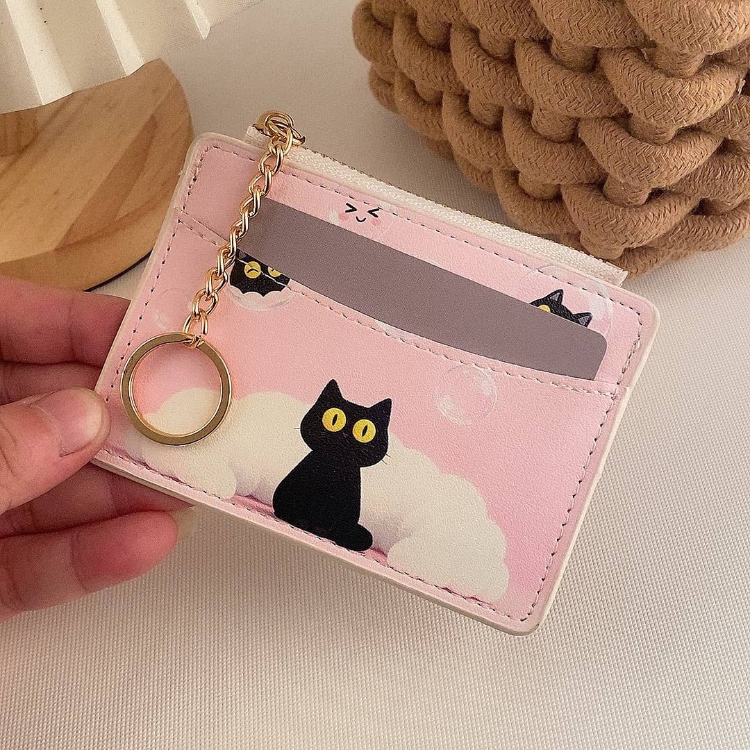 Cute Cat Card Holder Keychain Coin Purse