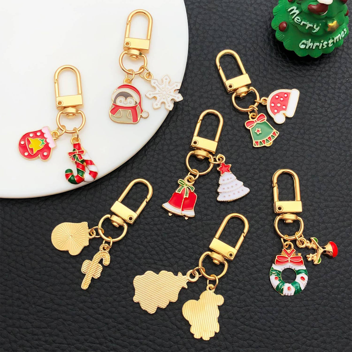 Merry Christmas cute Christmas tree Santa Claus keychain