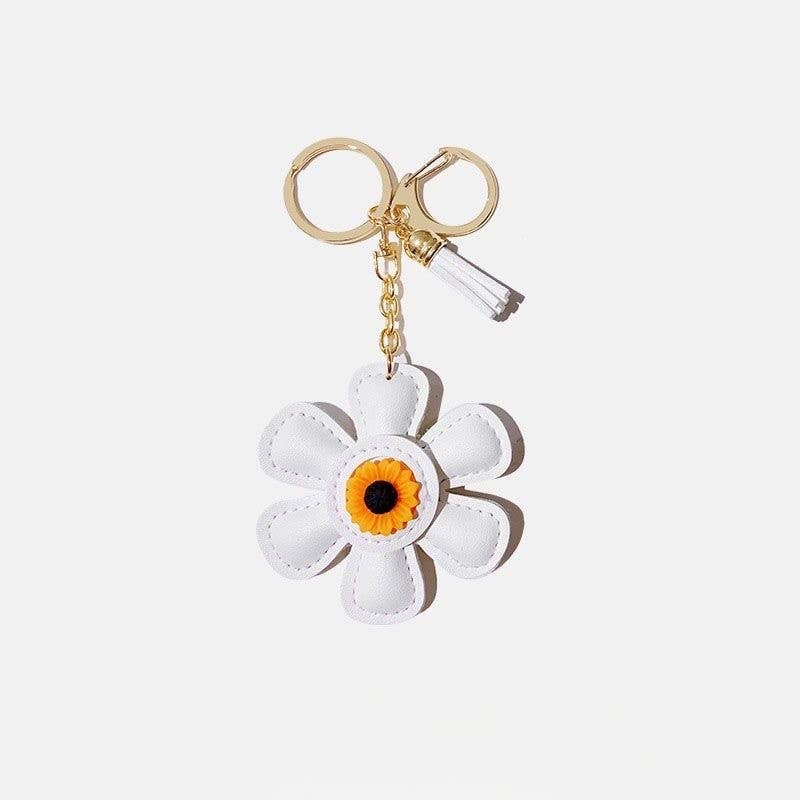 Cute Sunflower Leather Bag Charm Keychain