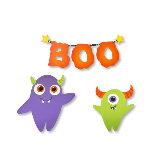 "Boo" Banner w/ Monster Magnets S/3, Halloween Decor
