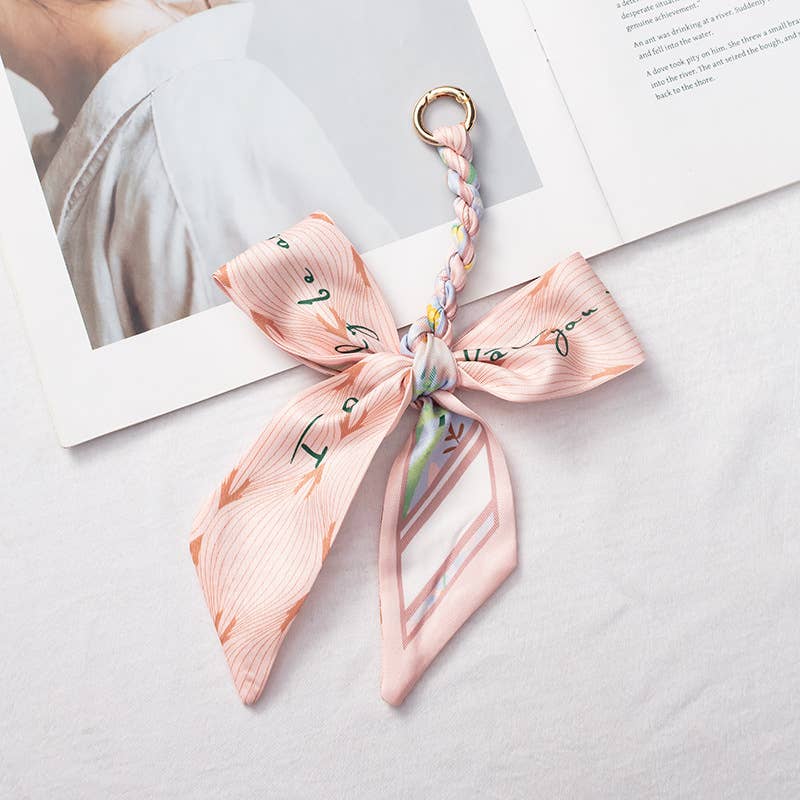 Bow scarf bag charm handmade woven versatile