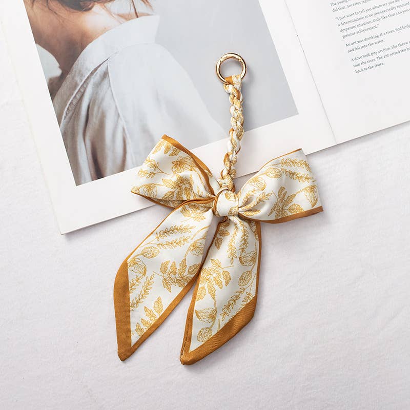 Bow scarf bag charm handmade woven versatile
