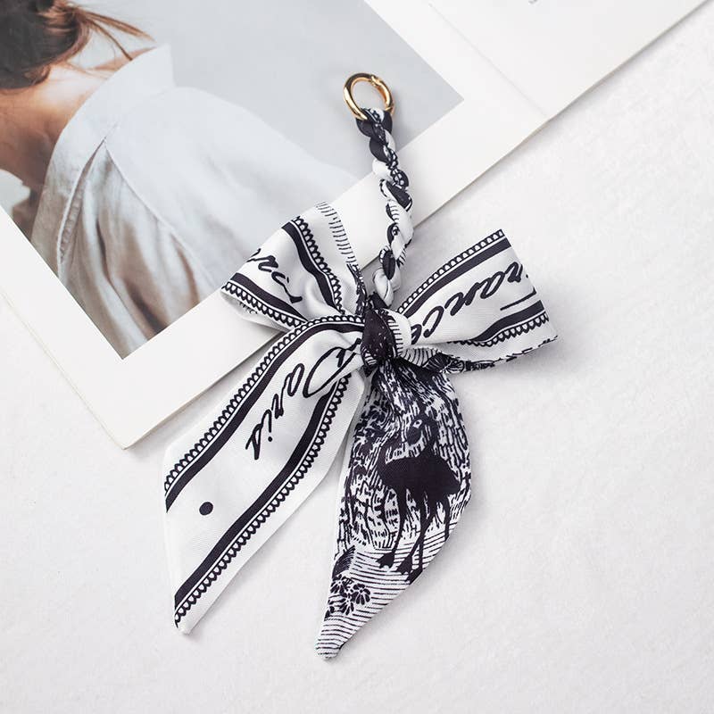 Bow scarf bag charm handmade woven versatile