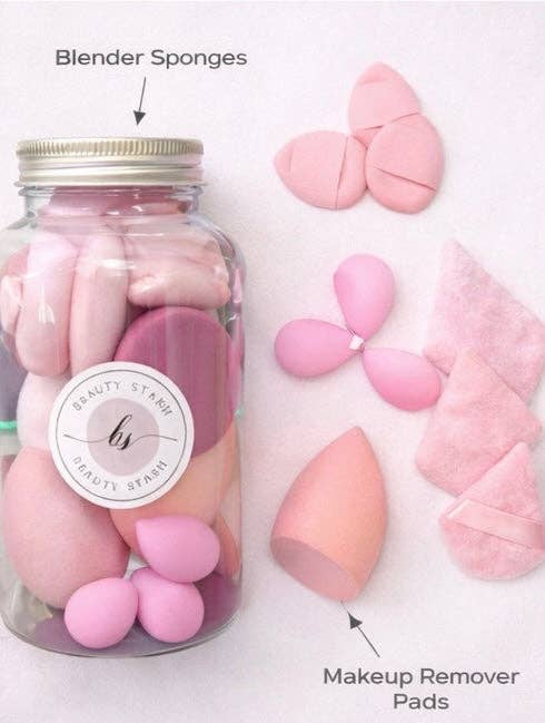 Luxe Makeup Blender Jar – 14-Piece Beauty Sponge & Blender Set for Flawless Makeup