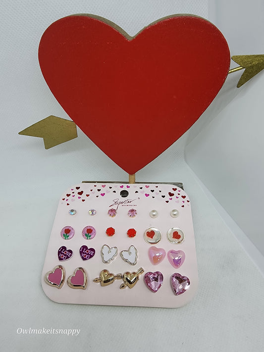 12pk Valentine Stud Earrings