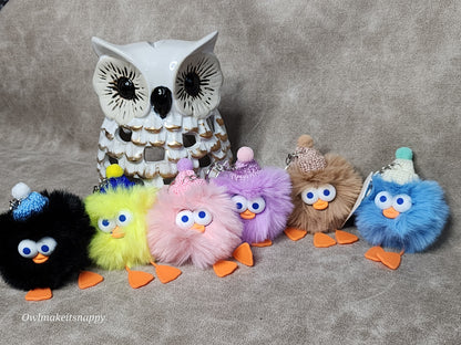 Fuzzy Chicken Keychains