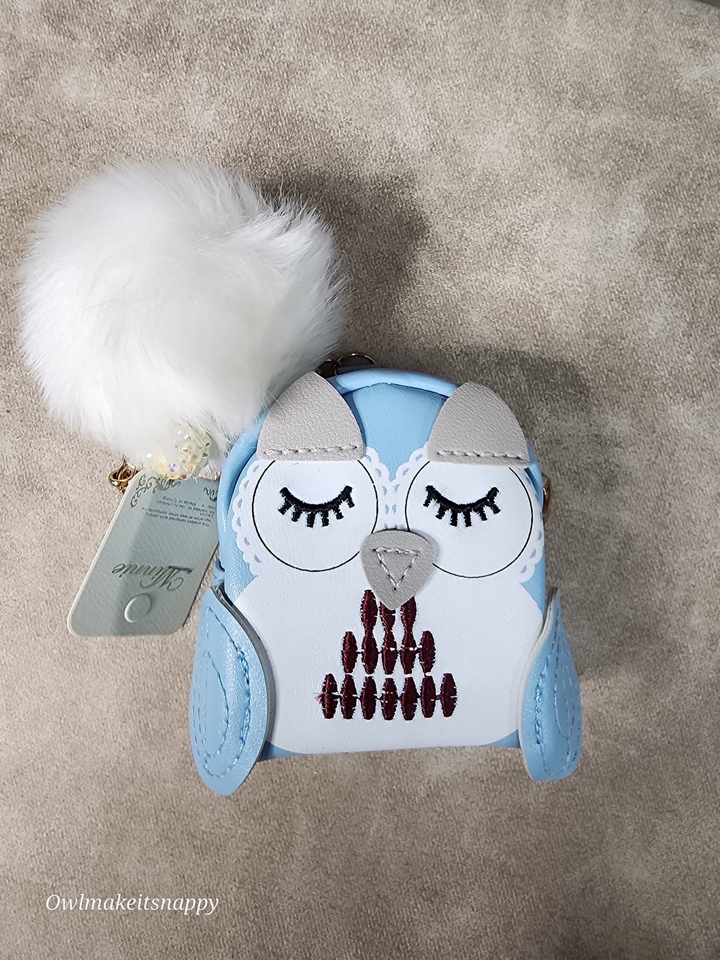 Owl Coin Pouch with Pom Pom