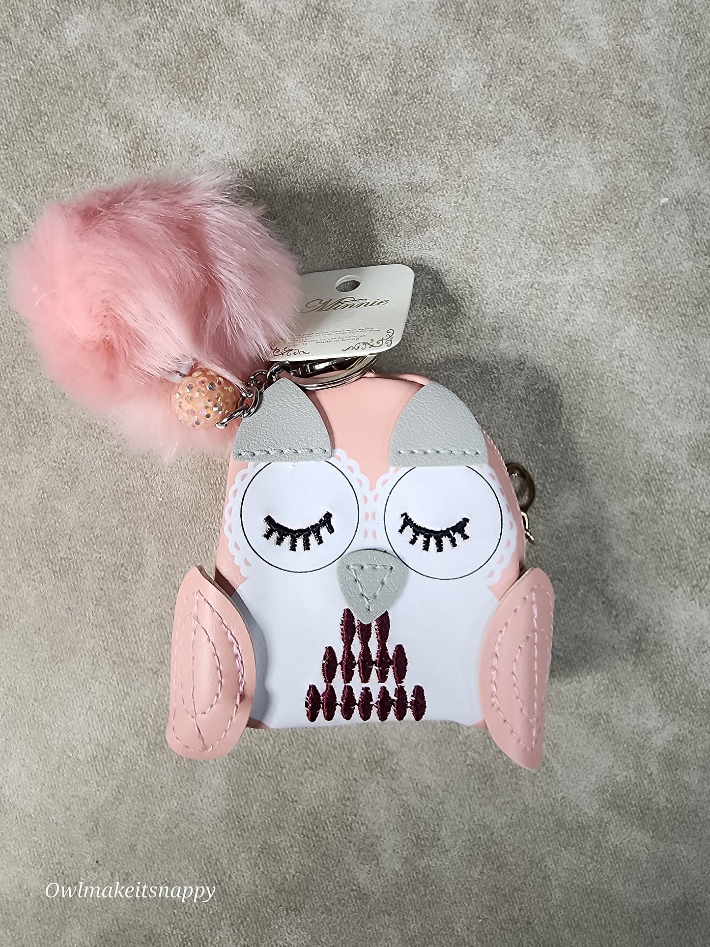 Owl Coin Pouch with Pom Pom