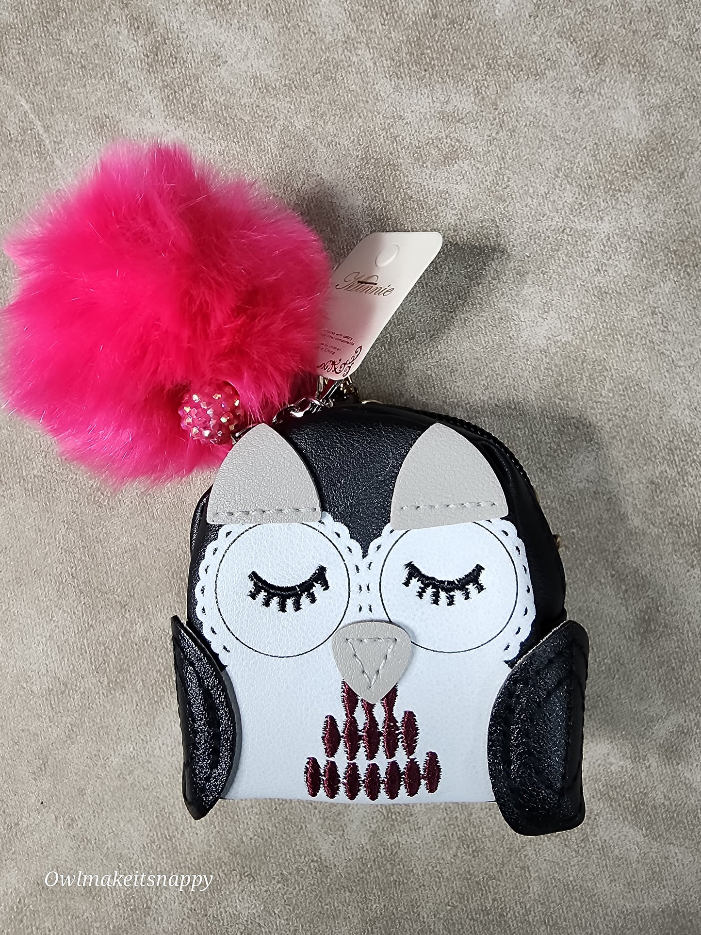 Owl Coin Pouch with Pom Pom