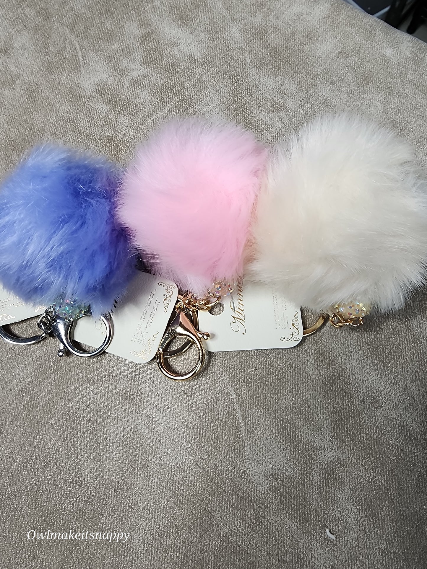 Pom Pom Keychain with Rhinestone