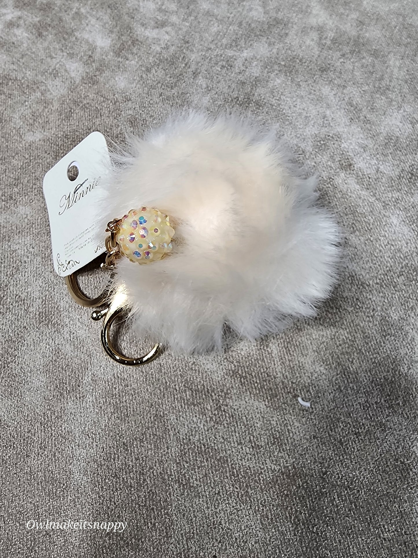 Pom Pom Keychain with Rhinestone