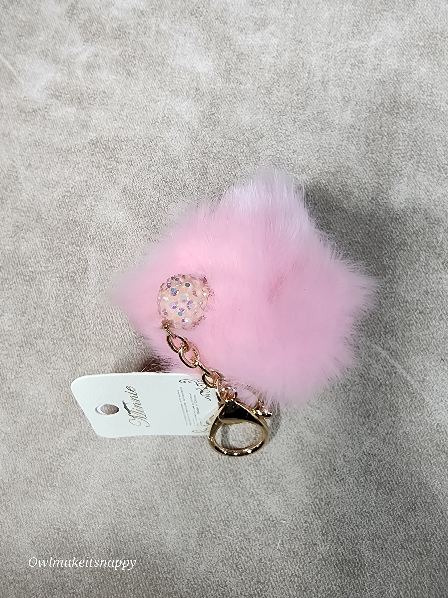 Pom Pom Keychain with Rhinestone