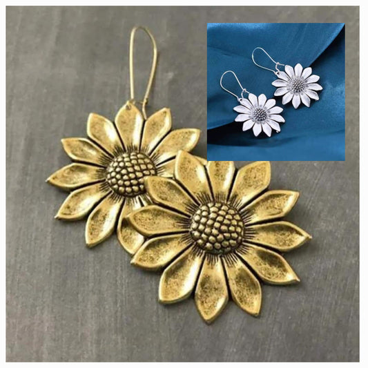 Sunflower metal earrings