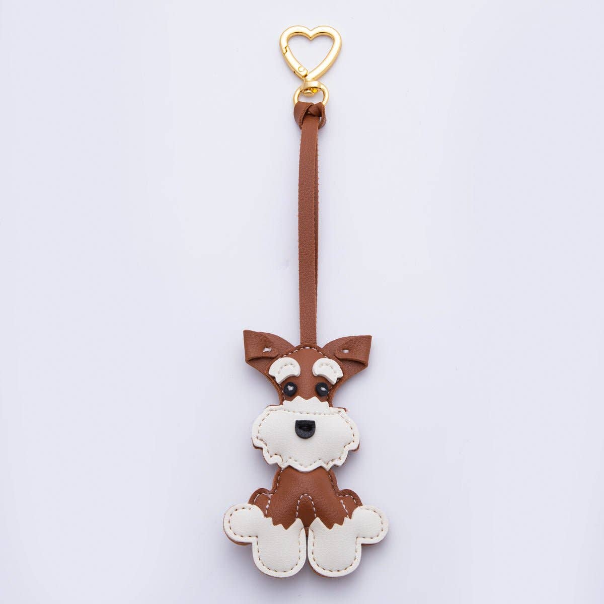 Leather Schnauzer Dog Print Keyring Purse Bag Backpack Charm Accessory WB-00020